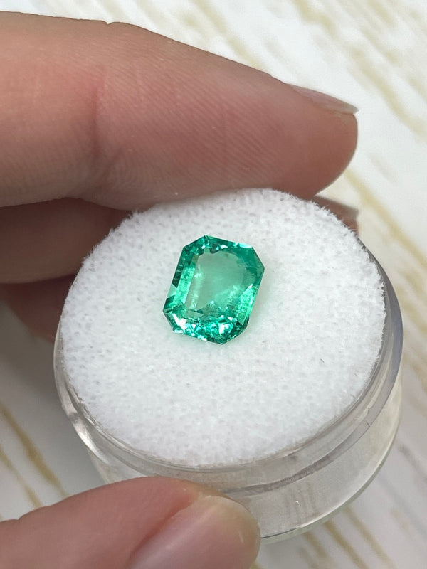 2.14 Carat 9x7 High Clarity Muzo Yellowish Green Natural Loose Colombian Emerald- Emerald Cut