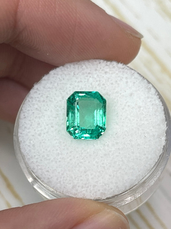 2.14 Carat 9x7 High Clarity Muzo Yellowish Green Natural Loose Colombian Emerald- Emerald Cut