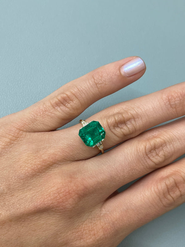 5.02 Carat 11x9 AAA+ Classic Green Natural Loose Colombian- Emerald Cut