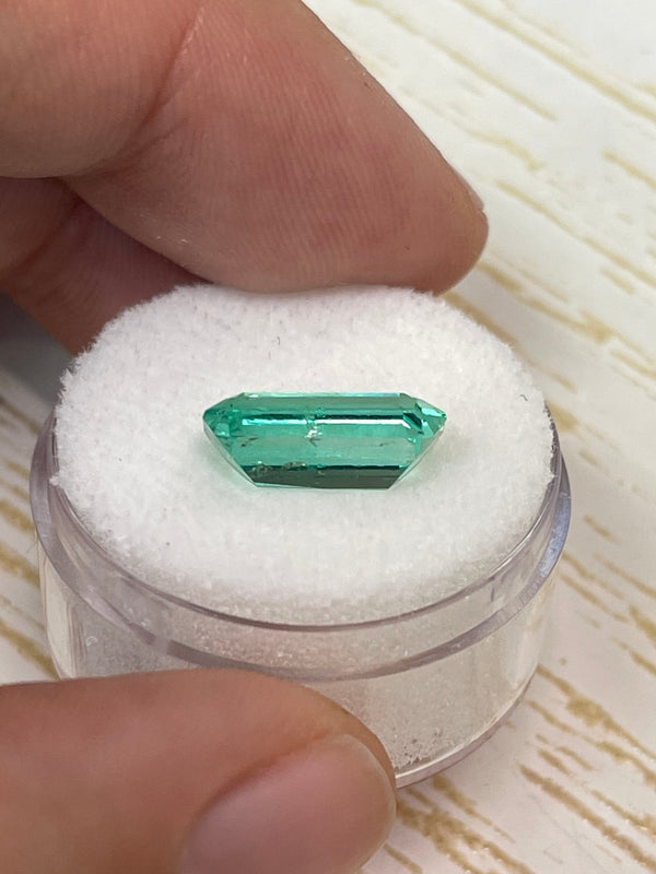 3.42 Carat 13x7.6 GLOWING Elongated Green Natural Loose Colombian Emerald- Emerald Cut
