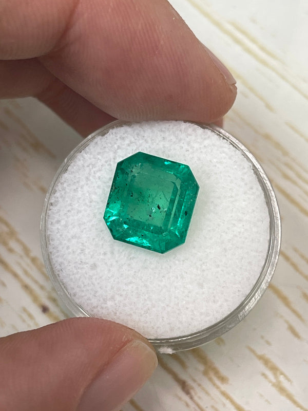 5.72 Carat 11x10.5 Freckled Forest Natural Loose Colombian Emerald-Asscher Cut