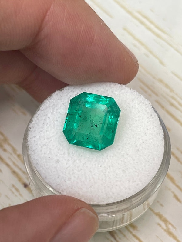 5.72 Carat 11x10.5 Freckled Forest Natural Loose Colombian Emerald-Asscher Cut