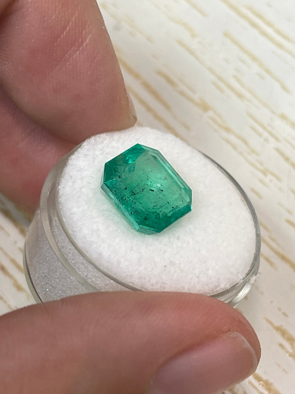 5.72 Carat 11x10.5 Freckled Forest Natural Loose Colombian Emerald-Asscher Cut