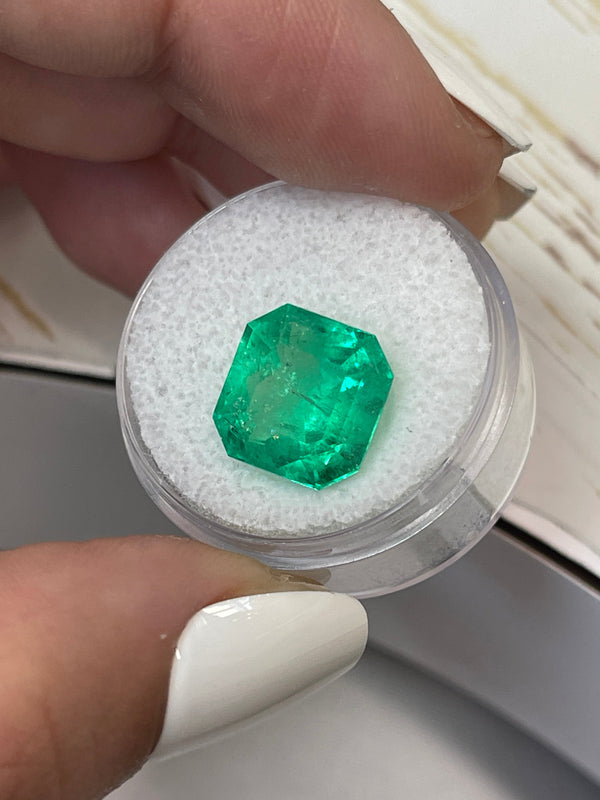 7.41 Carat 11.5x11.5 Vivid Muzo Green Natural Loose Colombian Emerald-Asscher Cut