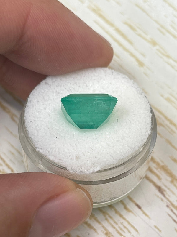 6.13 Carat 11.5x10.3 Earthy Pastel Green Natural Loose Colombian Emerald- Emerald Cut