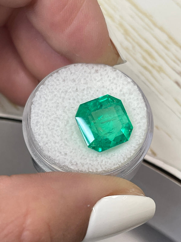 7.41 Carat 11.5x11.5 Vivid Muzo Green Natural Loose Colombian Emerald-Asscher Cut