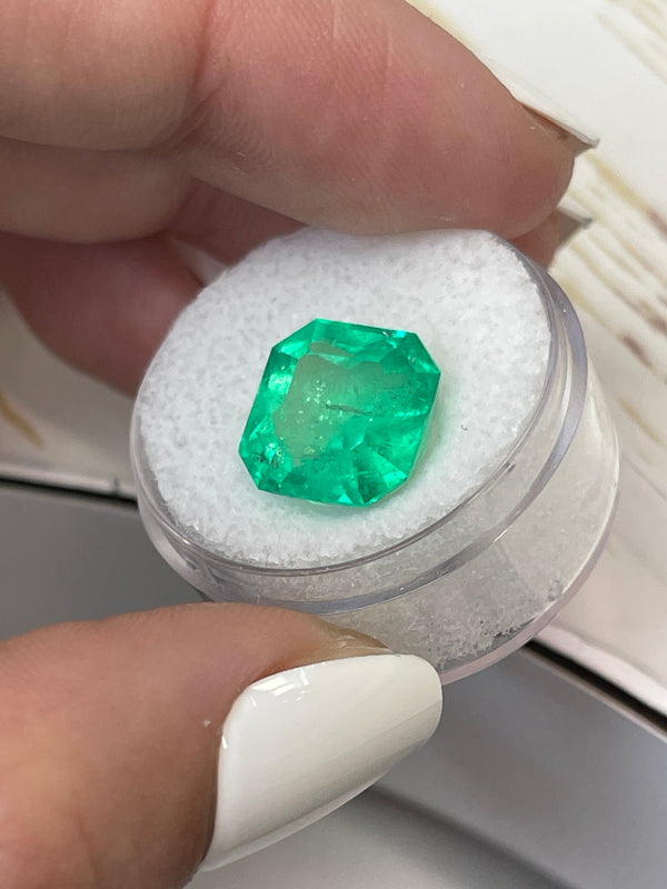 7.41 Carat 11.5x11.5 Vivid Muzo Green Natural Loose Colombian Emerald-Asscher Cut