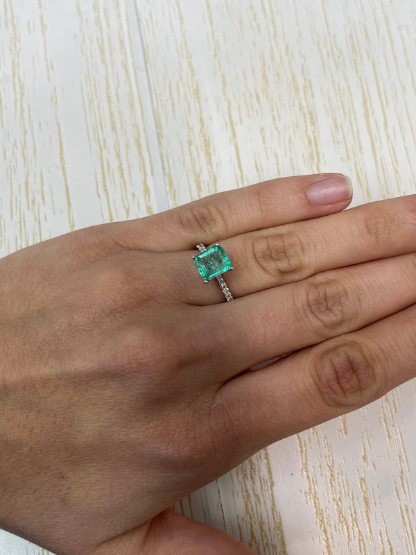 2.15 Carat 8.5x7.5 Portrait Cut Natural Loose Colombian Emerald-Chunky Emerald Cut