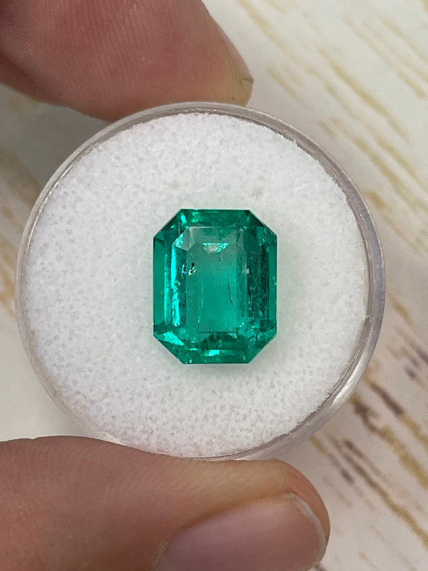 7.06 Carat 12x9.5 GLOWING Bluish Green Loose Colombian Emerald- Emerald Cut