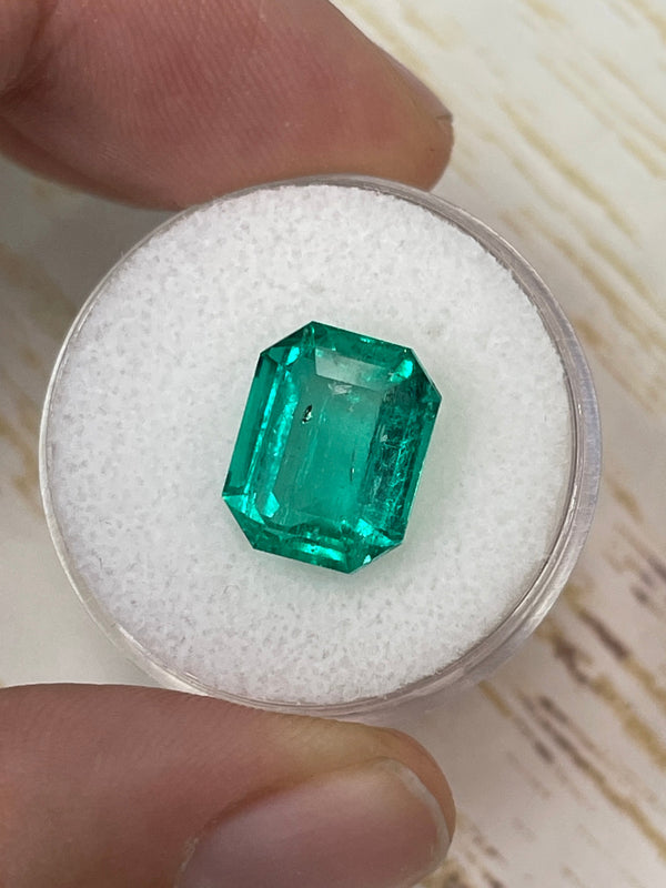 7.06 Carat 12x9.5 GLOWING Bluish Green Loose Colombian Emerald- Emerald Cut