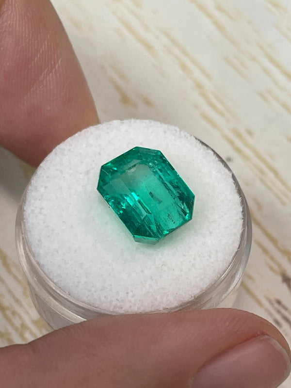 7.06 Carat 12x9.5 GLOWING Bluish Green Loose Colombian Emerald- Emerald Cut