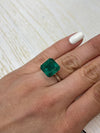 Large 10.01 Carat 12.5x12.5 Vivid Dark Green Natural Loose Zambian Emerald-Asscher Cut