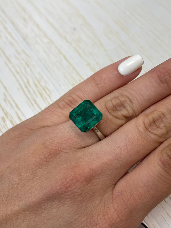 Large 10.01 Carat 12.5x12.5 Vivid Dark Green Natural Loose Zambian Emerald-Asscher Cut