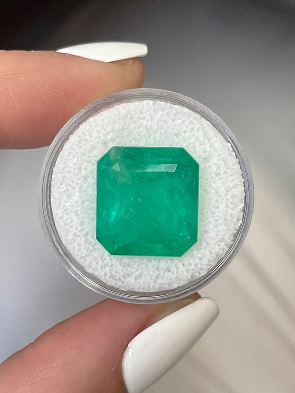 Large 12.09 Carat 15x14 Loose Colombian Emerald- Emerald Cut