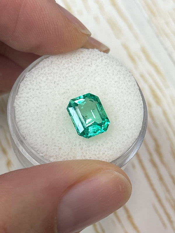2.26 Carat 9x7 Crystalline Yellowish Green Natural Loose Colombian Emerald- Emerald Cut