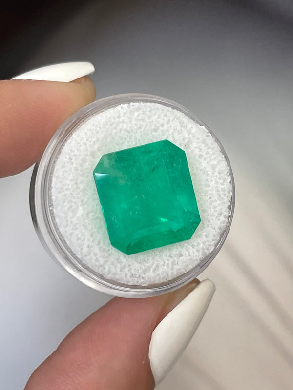 Large 12.09 Carat 15x14 Loose Colombian Emerald- Emerald Cut