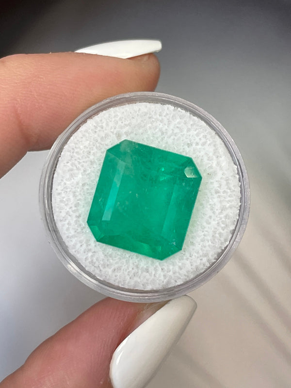 Large 12.09 Carat 15x14 Loose Colombian Emerald- Emerald Cut