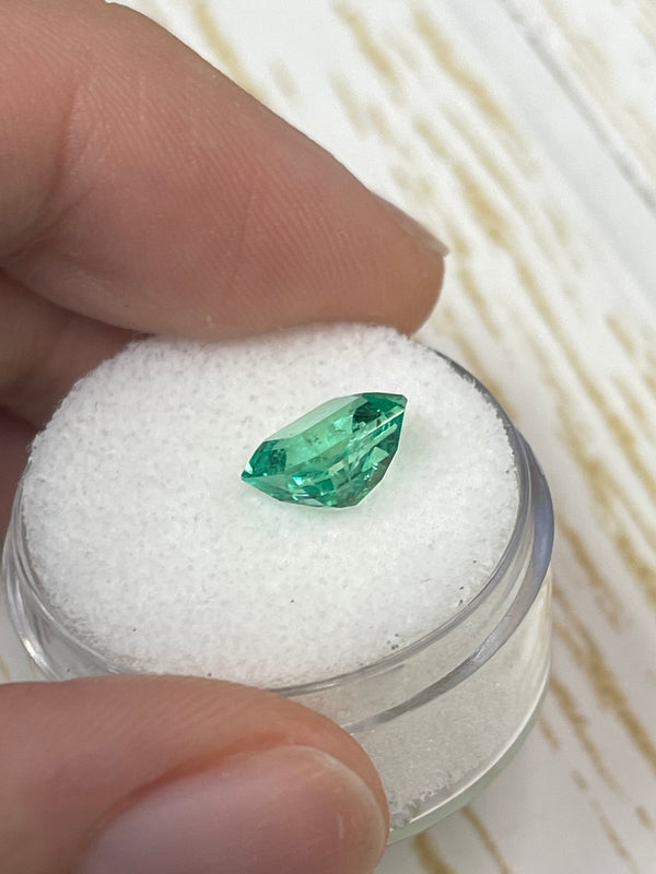 2.26 Carat 9x7 Crystalline Yellowish Green Natural Loose Colombian Emerald- Emerald Cut