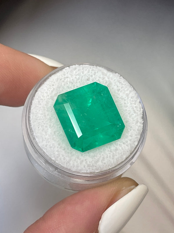 Large 12.09 Carat 15x14 Loose Colombian Emerald- Emerald Cut