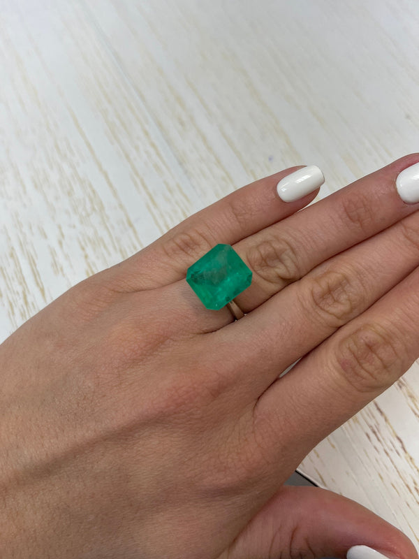Large 12.09 Carat 15x14 Loose Colombian Emerald- Emerald Cut