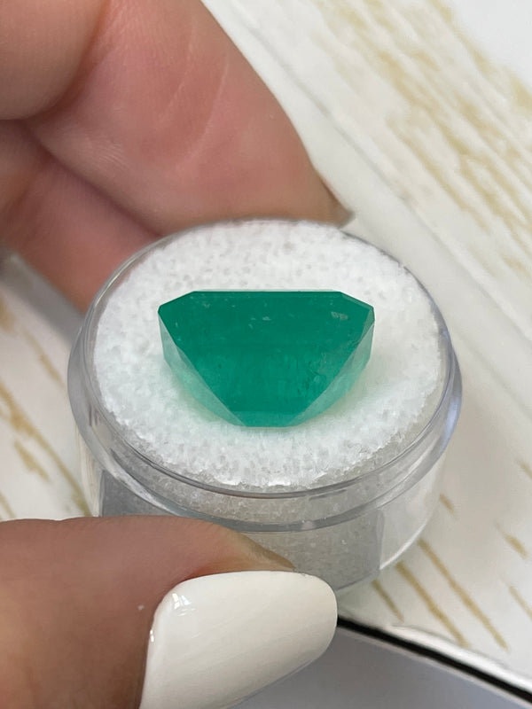 Large 12.31 Carat 15.5 x13 Bluish Green Natural Loose Colombian Emerald- Emerald Cut