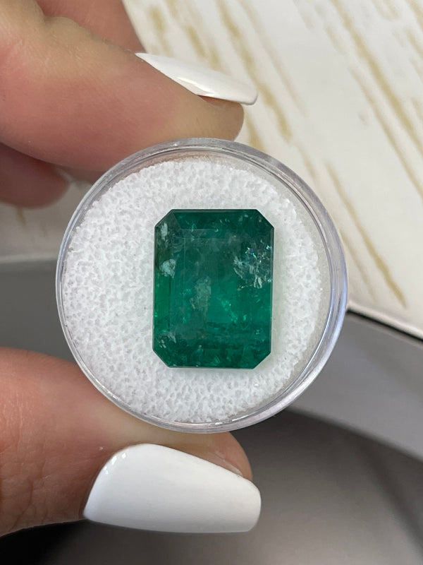 Large 12.45 Carat 15.6x12 Deep Green Natural Loose Zambian Emerald- Emerald Cut