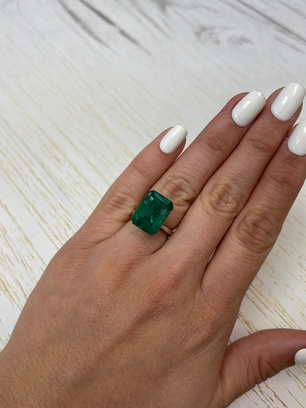 Large 12.45 Carat 15.6x12 Deep Green Natural Loose Zambian Emerald- Emerald Cut