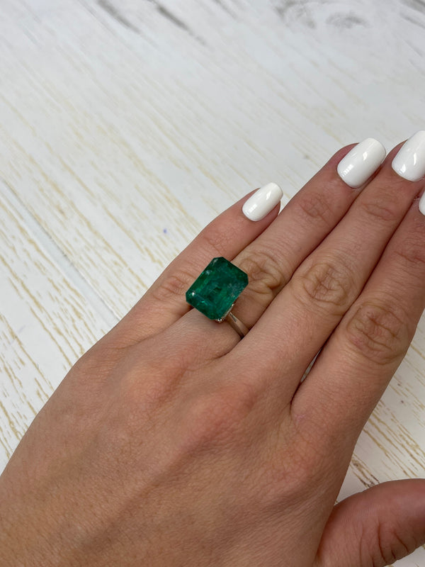 Large 12.45 Carat 15.6x12 Deep Green Natural Loose Zambian Emerald- Emerald Cut