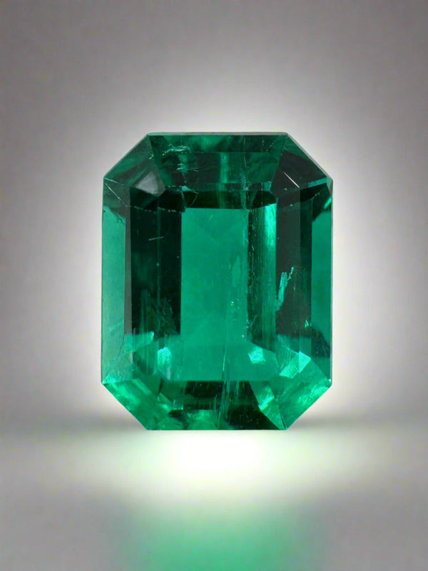 1.49 Carat 8x6 Vivid Bluish Green Classic Colombian Emerald- Emerald Cut