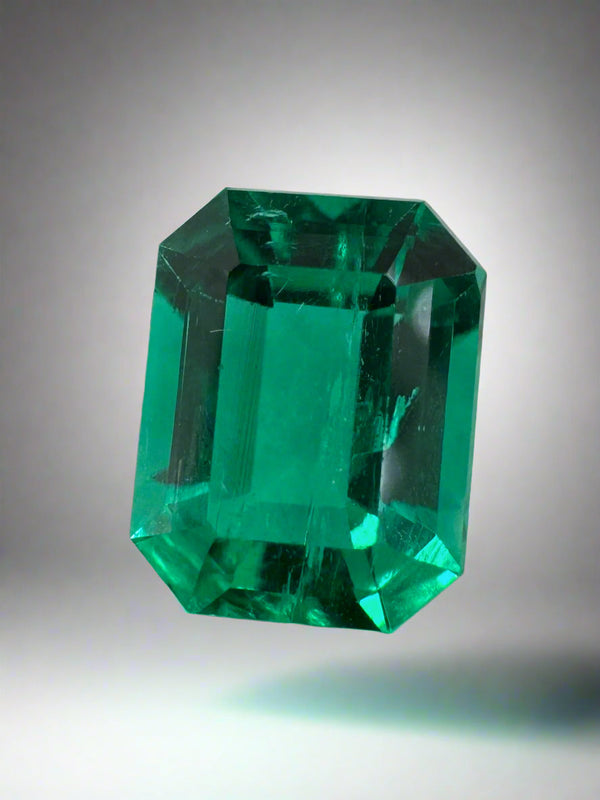 1.49 Carat 8x6 Vivid Bluish Green Classic Colombian Emerald- Emerald Cut