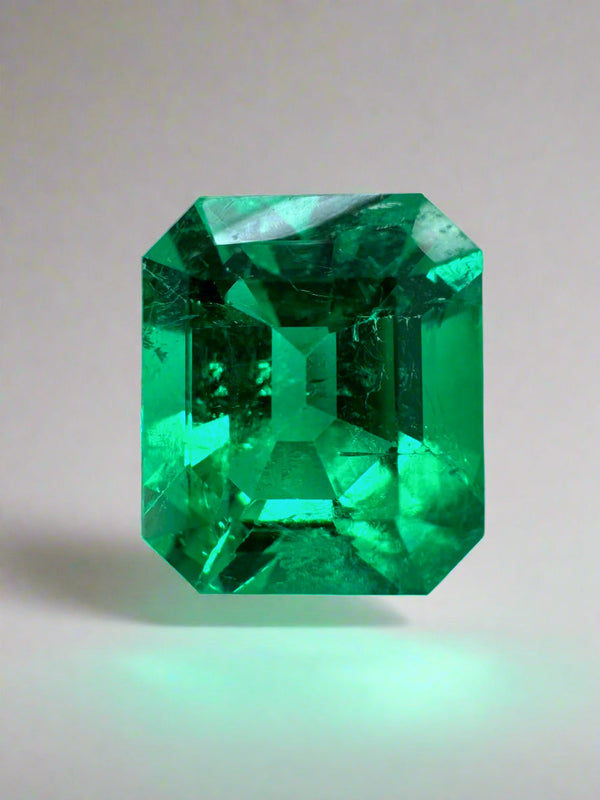 1.82 Carat 8x7 Vivacious Vivid Yellowish Green Loose Colombian Emerald-Emerald Cut