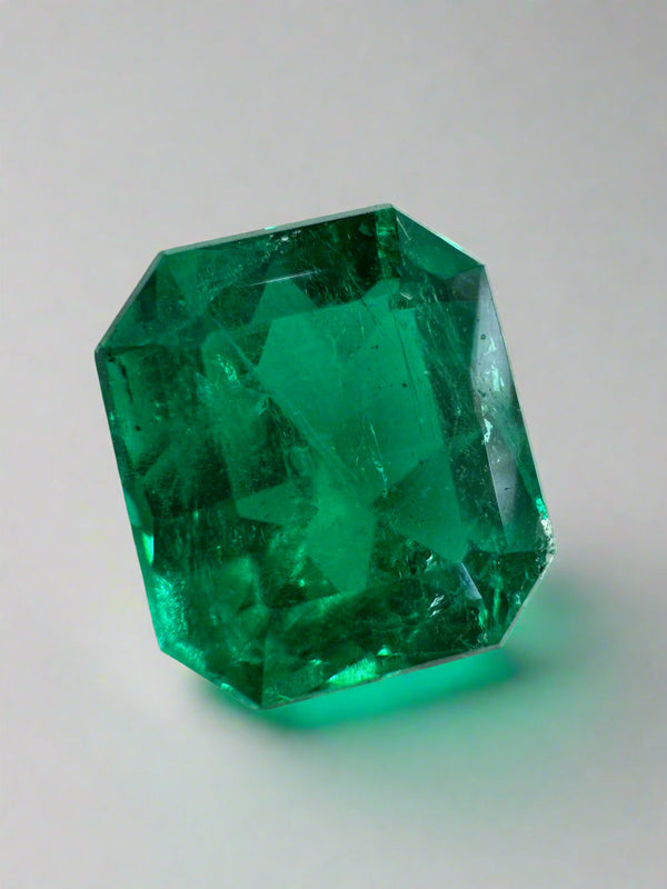 2.78 Carat 9x8 Vivid Green Chunky Emerald Cut Loose Colombian Emerald