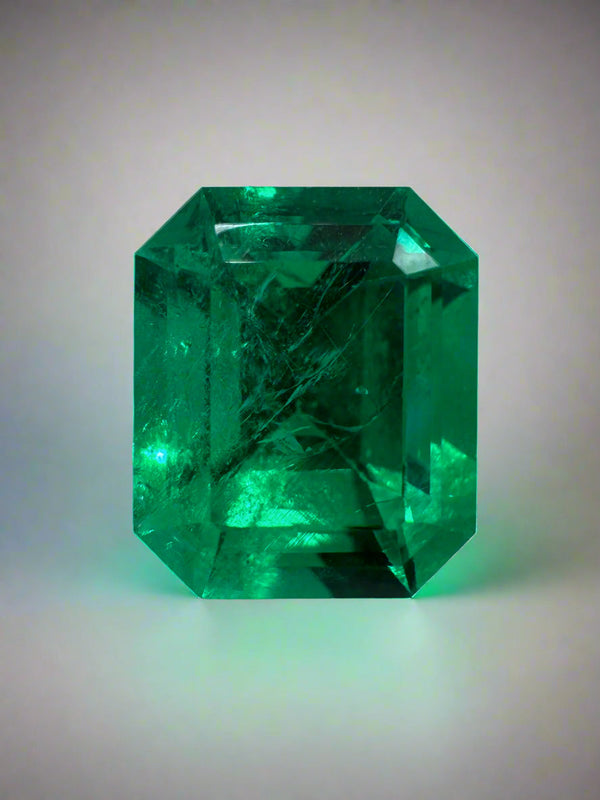 4.16 Carat 10.5x8.9 Vivid Green Natural Colombian Emerald-Emerald Cut