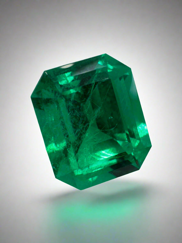 4.16 Carat 10.5x8.9 Vivid Green Natural Colombian Emerald-Emerald Cut