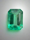 2.31 Carat 10x7 Freckled Medium Green Emerald Cut Colombian Emerald