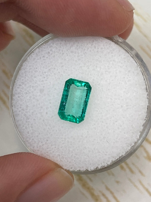 1.21 Carat 8.5mm x 5mm Natural Loose Colombian Emerald-Elongated Emerald Cut