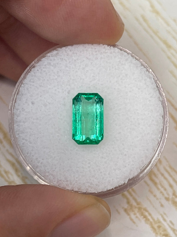 1.68 Carat 9x6 Yellowish Green Natural Loose Colombian Emerald- Emerald Cut