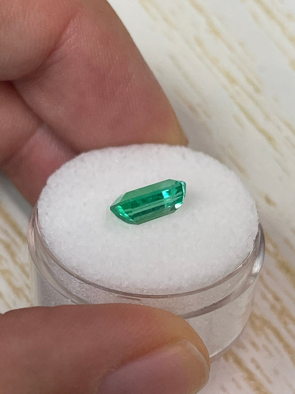 1.68 Carat 9x6 Yellowish Green Natural Loose Colombian Emerald- Emerald Cut