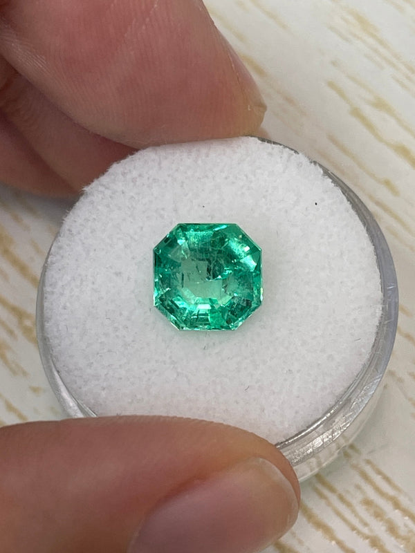 2.76 Carat Vivacious Natural Loose Colombian Emerald-Asscher Cut with Clipped Corners