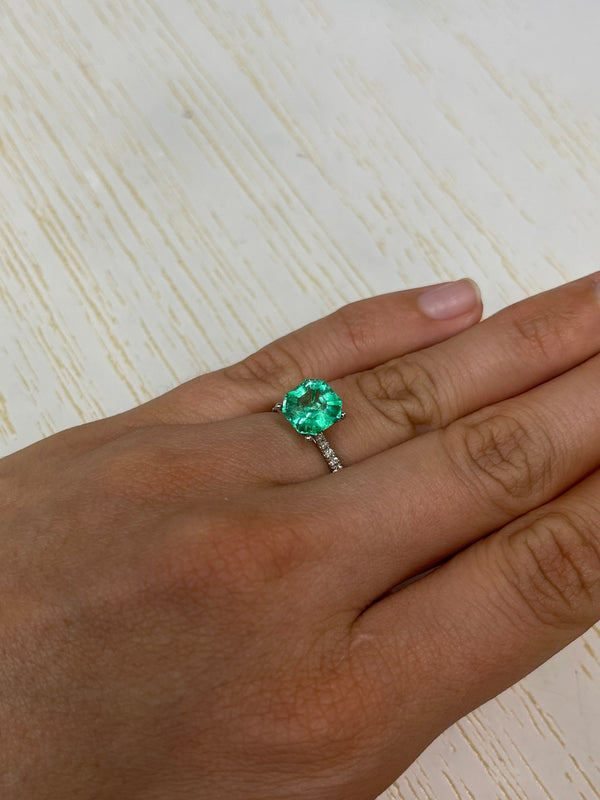 2.76 Carat Vivacious Natural Loose Colombian Emerald-Asscher Cut with Clipped Corners
