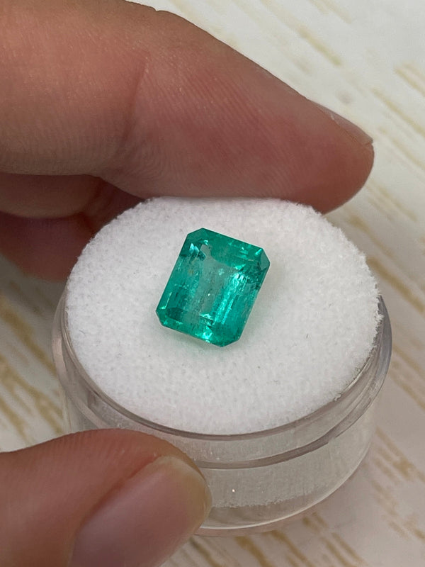 2.84 Carat 9x8 Chunky Natural Loose Colombian Emerald- Emerald Cut