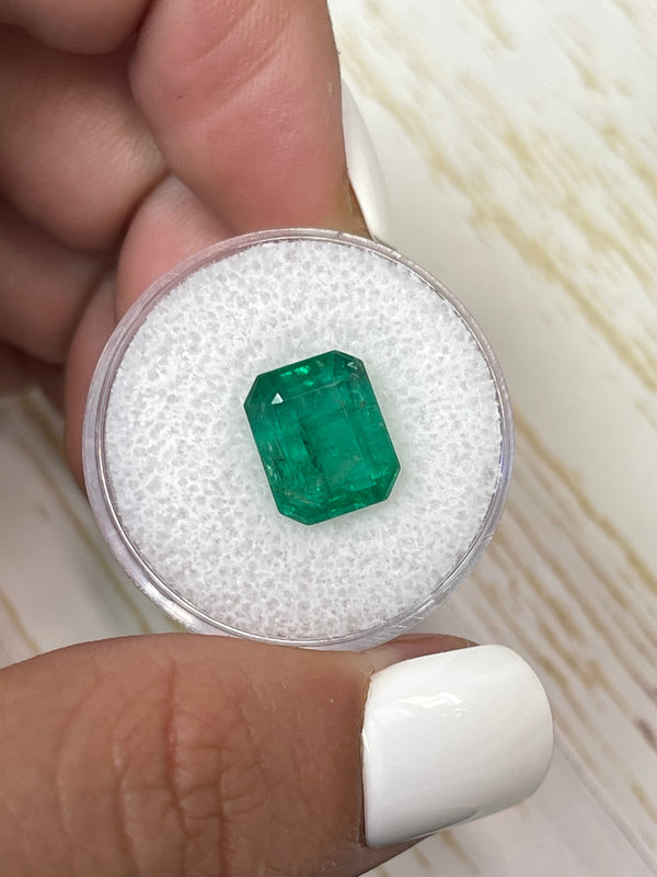 4.81 Carat 11x9 Medium Green Natural Loose Zambian- Emerald Cut