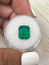 4.81 Carat 11x9 Medium Green Natural Loose Zambian- Emerald Cut