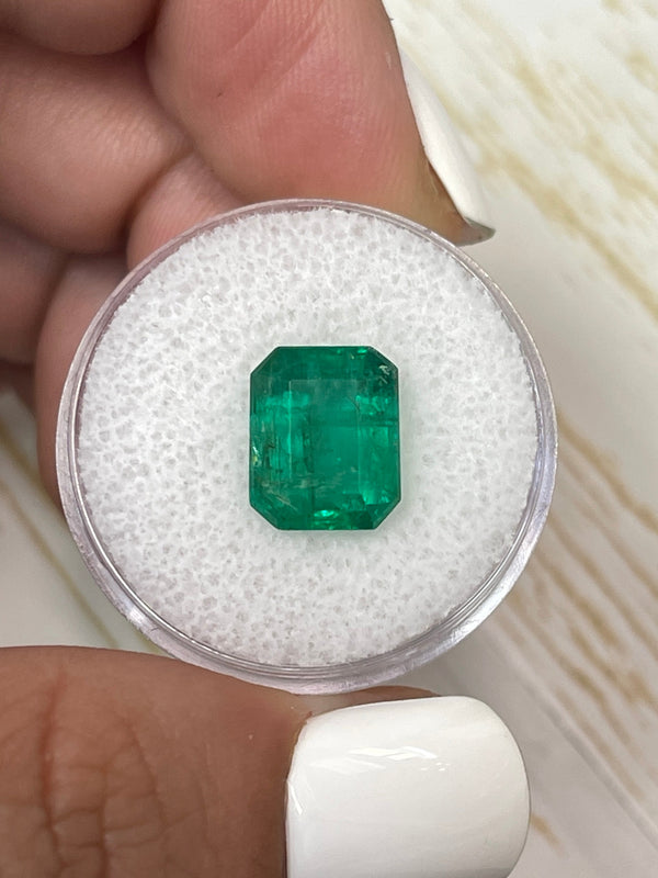 4.81 Carat 11x9 Medium Green Natural Loose Zambian- Emerald Cut
