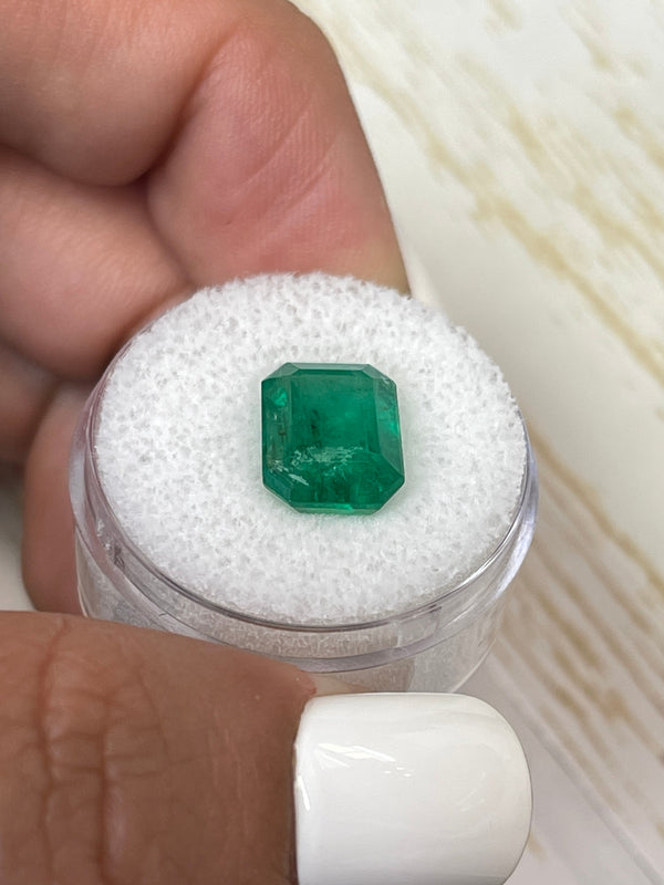 4.81 Carat 11x9 Medium Green Natural Loose Zambian- Emerald Cut
