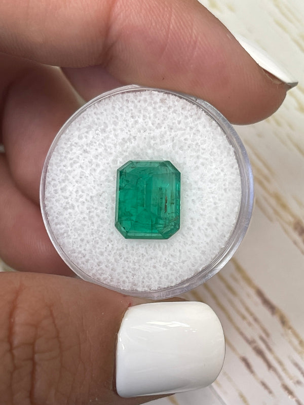 4.81 Carat 11x9 Medium Green Natural Loose Zambian- Emerald Cut