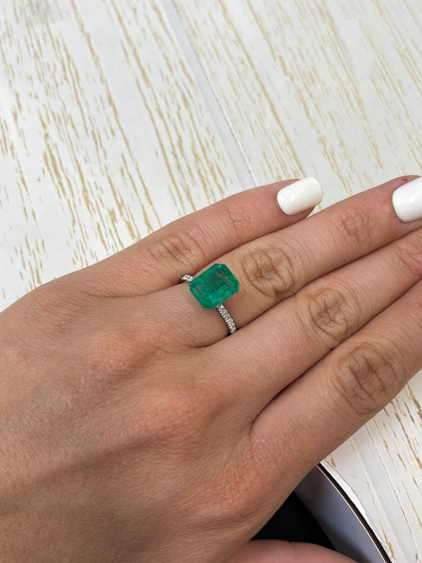 4.81 Carat 11x9 Medium Green Natural Loose Zambian- Emerald Cut