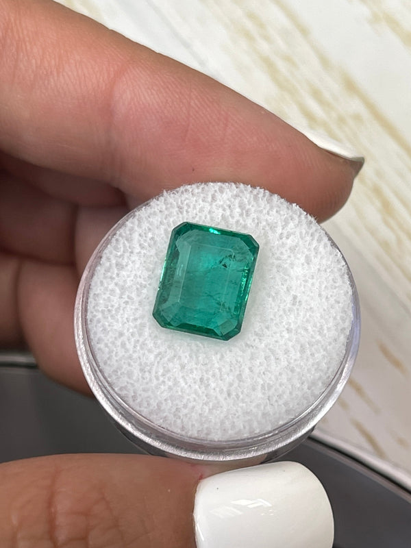 5.16 Carat 11.5x9 Bluish Green Natural Loose Zambian- Emerald Cut