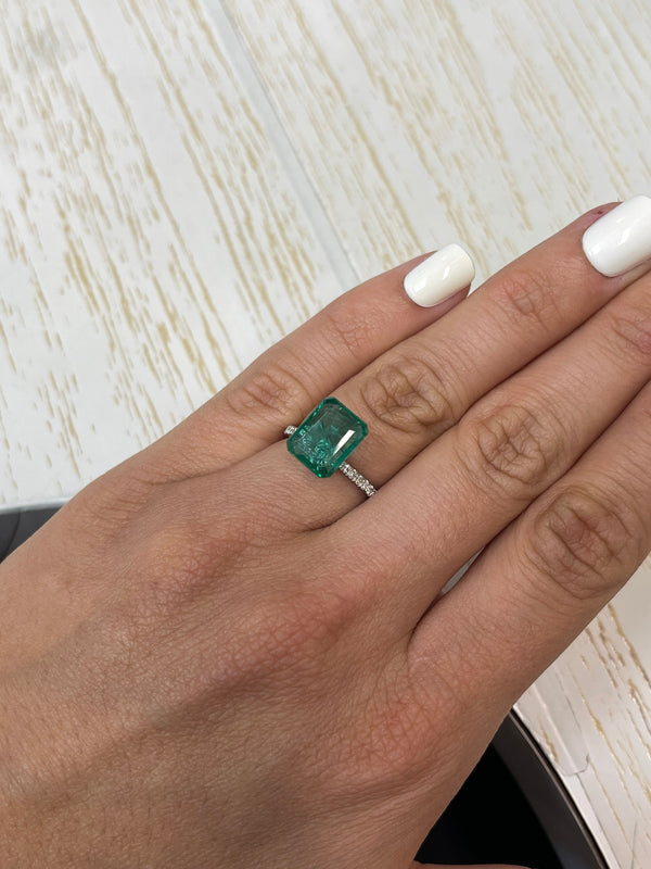 5.16 Carat 11.5x9 Bluish Green Natural Loose Zambian- Emerald Cut