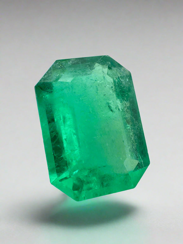 3.19 Carat 11x8 Yellowish Green Natural Loose Colombian Emerald-Emerald Cut